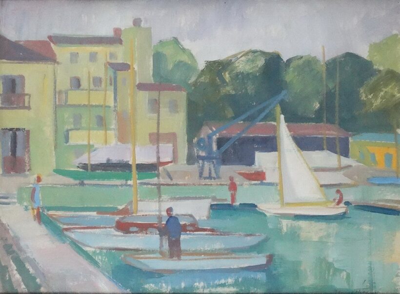 Horváth Olivér (1915-1997): Vitorlás a kikötőben 1961.
