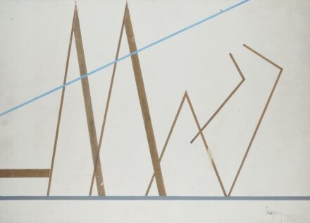 Kaposy K.Ödön: Két arany háromszög kék vonallal, 1991