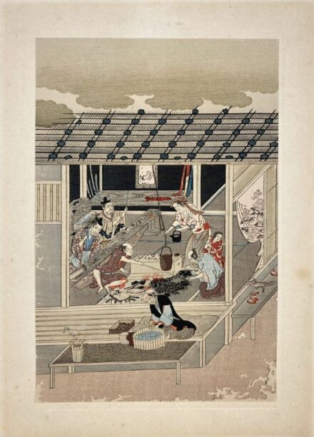 Japán fametszet: Ebéd