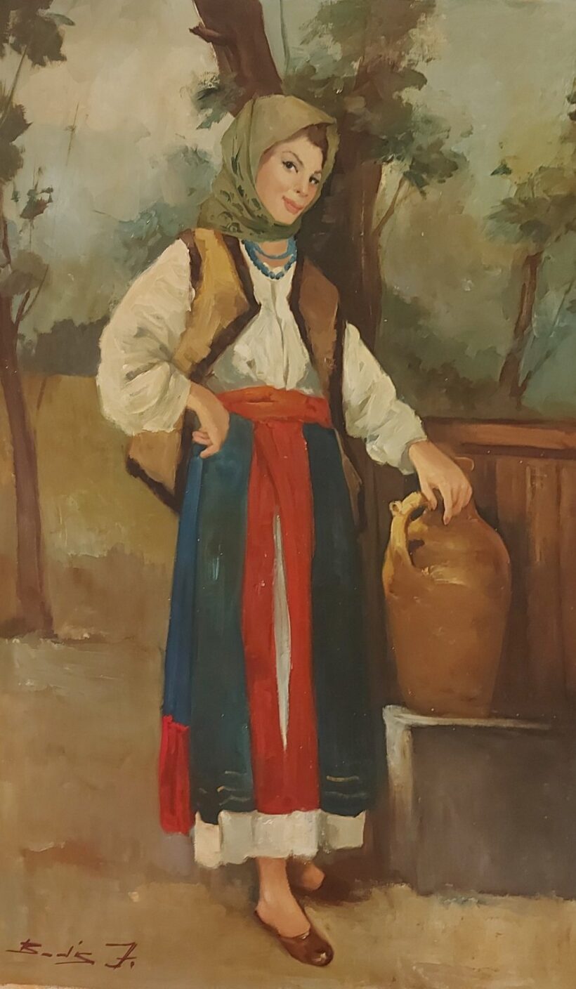 Bódis József ( - ): Fejkendős lány. J.j.l.