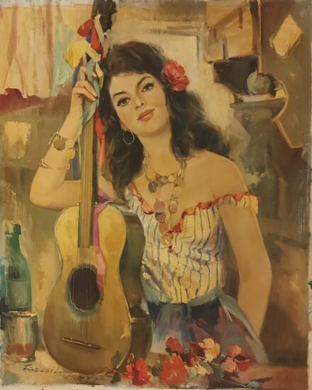 Füzesi Lajos (1931-2005): Cigánylány. Olaj, vászon. J. b. l.