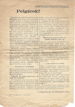 A Magyarországi Szociáldemokrata Párt választási röpirata 1922-ből.  A Magyarországi Szociáldemokrata Párt választási röpirata 1922-ből.