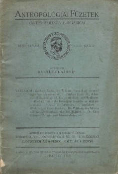 Folyóirat. Antropológiai Füzetek.  Folyóirat. Antropológiai Füzetek. Szerk. Bartucz Lajos. 2 db.