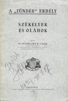 Szádeczky K(ardoss) Lajos Szádeczky K(ardoss) Lajos: Székelyek és oláhok.