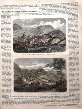 Magyarországi és erdélyi bányavárosok látképei. 1862.  Magyarországi és erdélyi bányavárosok látképei. 1862. A Vasárnapi Újság újságrészletei színezett rota fametszetekkel, 5 db. (14 képpel).