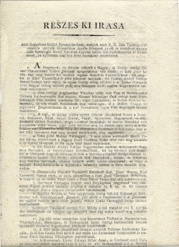 (Ezernyolcszáztizenhét.) Az 1817-ben, a Zala vármegye közgyűlésén kihirdetett királyi rendeletek nyomtatott változata, Részes ki irasa.  (Ezernyolcszáztizenhét.) Az 1817-ben, a Zala vármegye közgyűlésén kihirdetett királyi rendeletek nyomtatott változata,