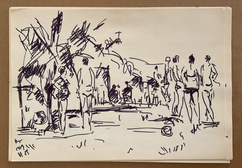 Varga József (1922-2021): Strandolók, 1979, 4db
