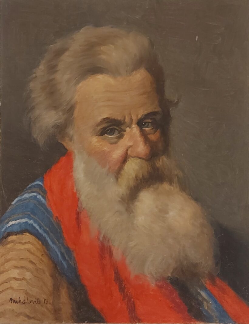 Mihalovits Miklós (1888-1960): Mihalovits Miklós (1888-1960): Szakállas férfi. Olaj,vászon kasírozva. J.b.l