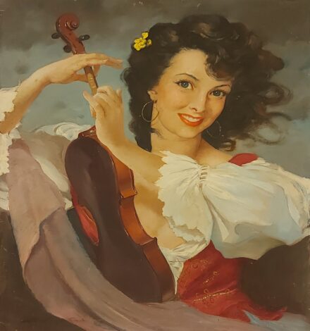 Szánthó Mária (1902 - 1994) Szánthó Mária (1902 - 1994): Lány a hegedűvel. J.b.l.