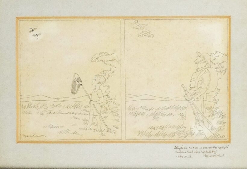 Byssz Róbert (1893-1961) : Karikatúra - ajánló sorokkal