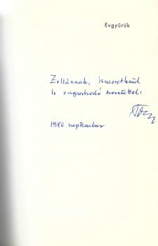 Tollas Tibor Tollas Tibor: Évgyűrűk. (-- versei.) Dedikált példány.