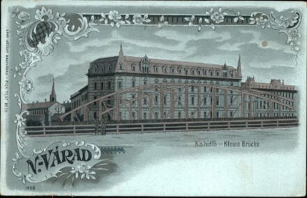 Nagyvárad, Kis hídfő. 1904. Nagyvárad, Kis hídfő. 1904. Lang József kiadása. Szecessziós litografált lap. Szép, ritka darab.