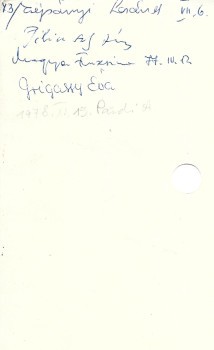 Pilinszky János (1921-1981)  Pilinszky János (1921-1981) aláírása 1977-ből, egy katalógus cédulán.