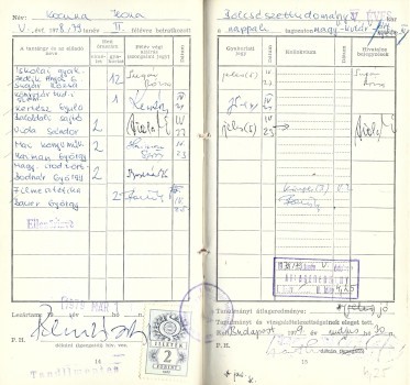 Leckekönyv. Az ELTE Bölcsészettudományi Kar leckekönyve az 1970-es évekből.  Leckekönyv. Az ELTE Bölcsészettudományi Kar leckekönyve az 1970-es évekből.
