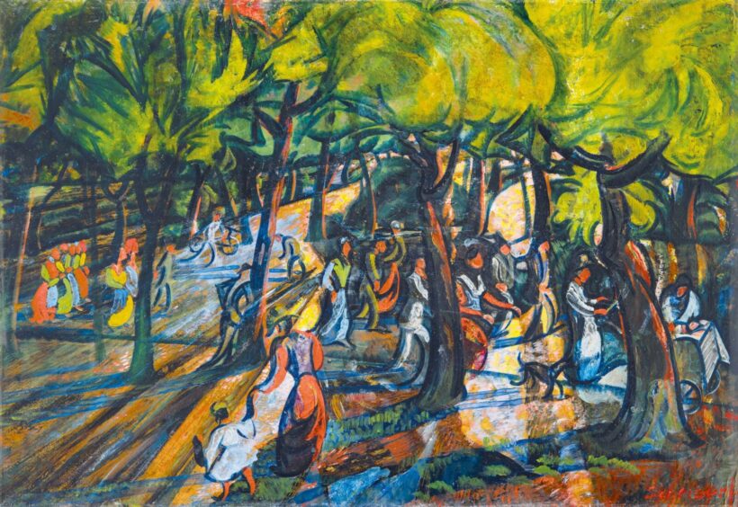 Scheiber Hugó (1873-1950): Fények a parkban (Városliget), 1924 körül