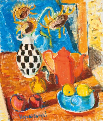Ilosvai Varga István (1895-1978): Csendélet kockás vázával