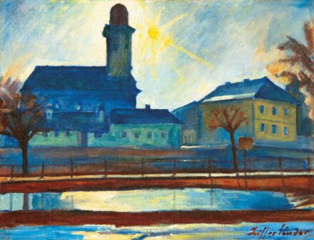 Ziffer Sándor (1880-1962): Napsütötte Nagybánya ¦ 
Hátoldalon: Női portré