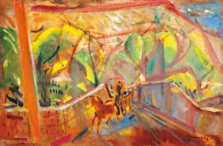 Márffy Ödön (1878-1959): Tájkép híddal (A szekér, Il caro), 1948 körül