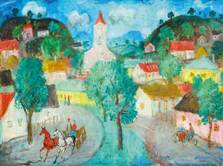 Pekáry István (1905-1981): Kisvárosi délután (Falu), 1960-as évek