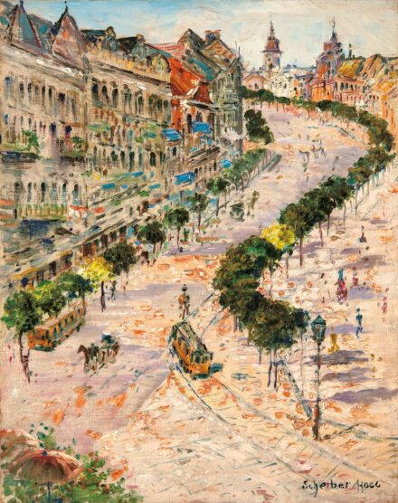 Scheiber Hugó (1873-1950): Nagyvárosi forgatag, 1910-es évek