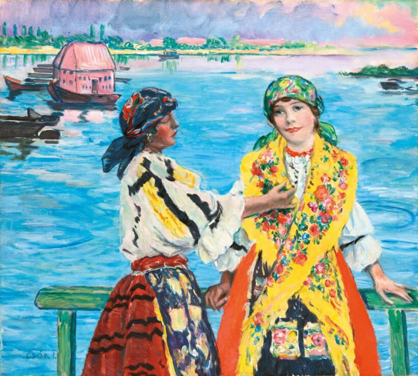 Csók István (1865-1961): Sokác lányok a Duna partján, 1905-1910 között