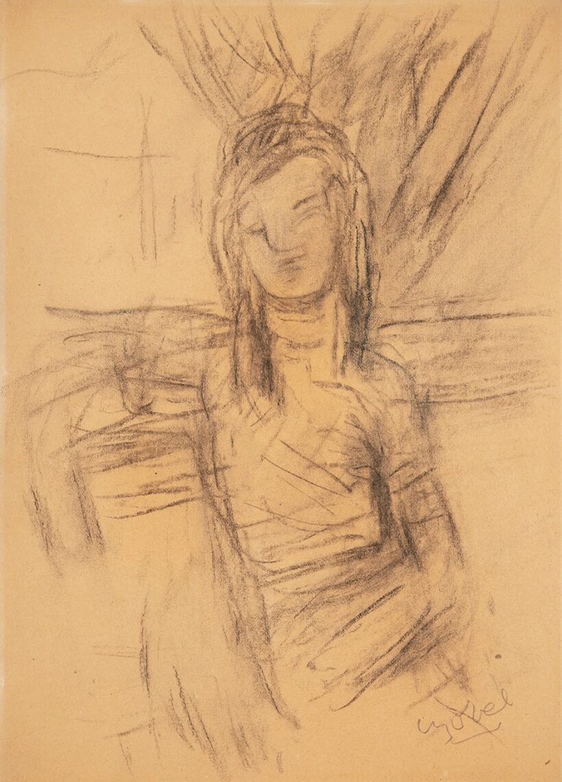 Czóbel Béla (1883-1976): Könyöklő nő