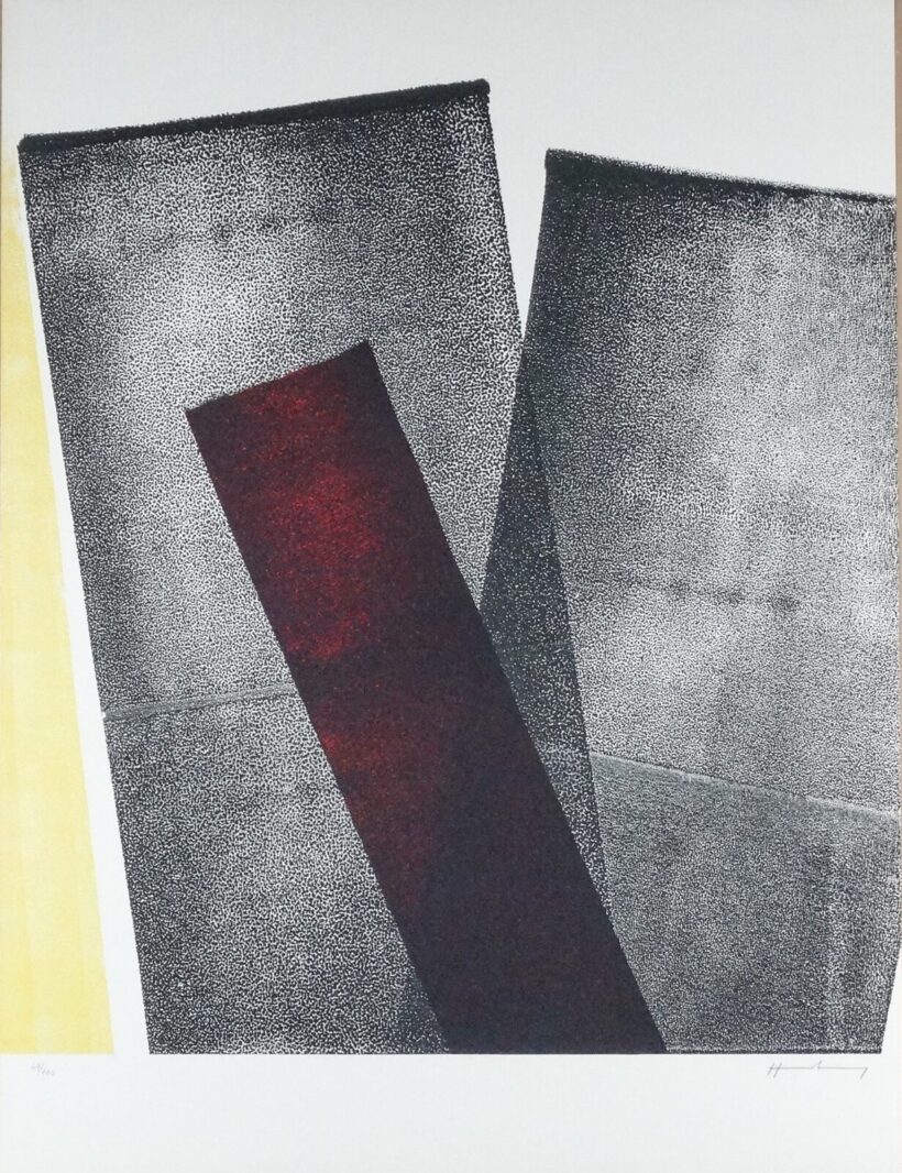 Hans Hartung (1904 - 1989): Geometrikus kompozíció 49/100