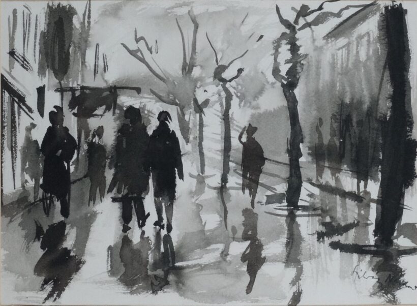 Szilvásy Nándor (1927-2011): Esős utca / Akt