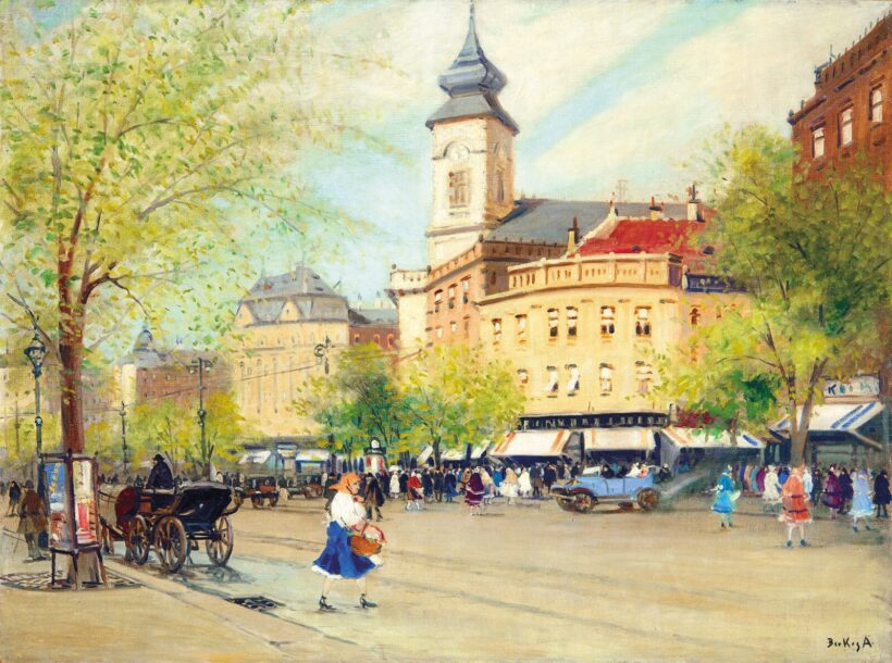 Berkes Antal (1874-1938): Autómobilok a Kálvin téren
