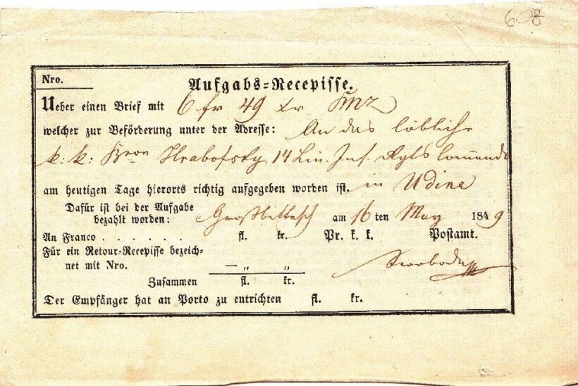 1849. Ajánlott szelvény