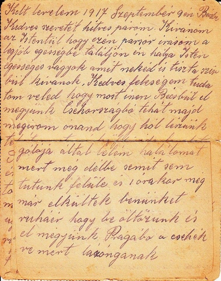1917. Tábori posta levél "K.uk Inft Regiment No 76. II. Ersaty Komp 17 Bz Wien 10 barak. "Wien-Csorna" - Image 2