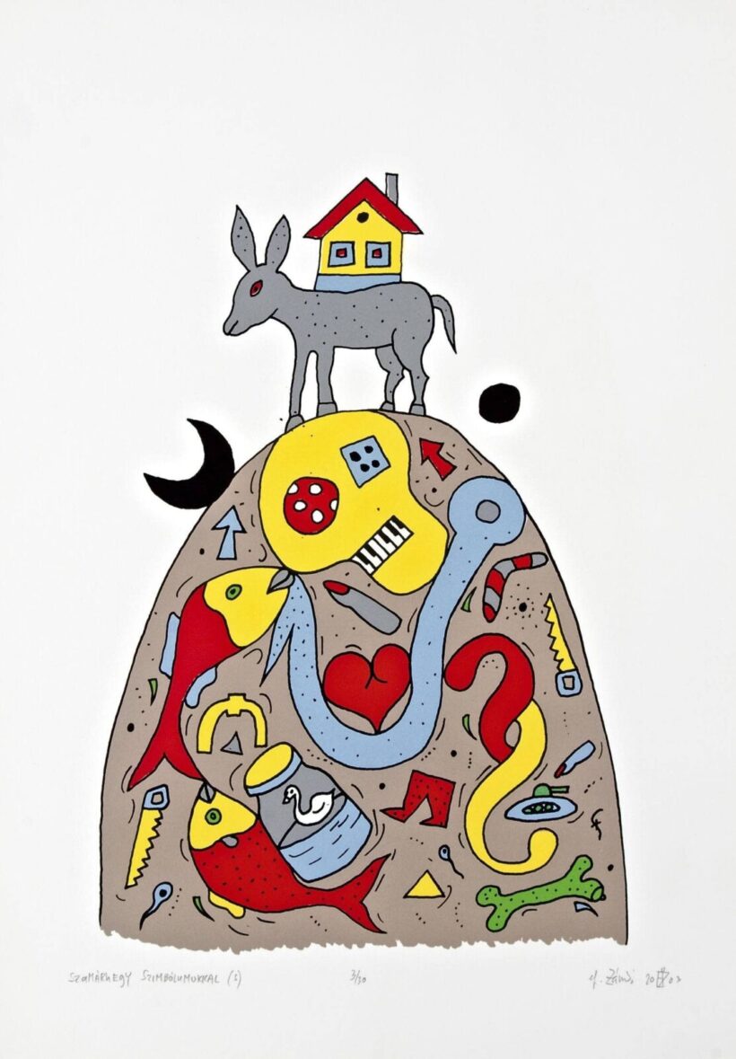 ef. Zámbó István (Salgótarján, 1950 - ) - Szamárhegy szimbólumokkal, 2003