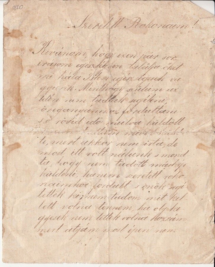 45-970 1891. Nagy Lajos IV. oszt. tanítójelőlt levele rokonainak Bezinből ( Győr megye)