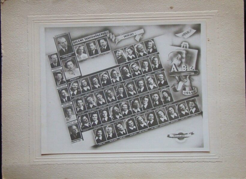 45-1183 1949 Székesvehérvári Állami Tanitóképző Intézet végzős hallgatók tablóképe 33x23cm