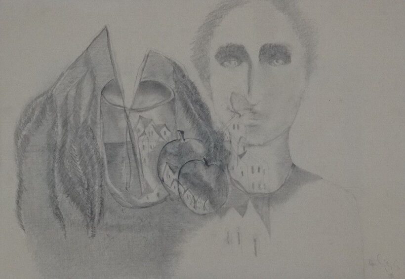 Kósza Sipos László (1943 - 1989): Önarc üvegheggyel, 1984