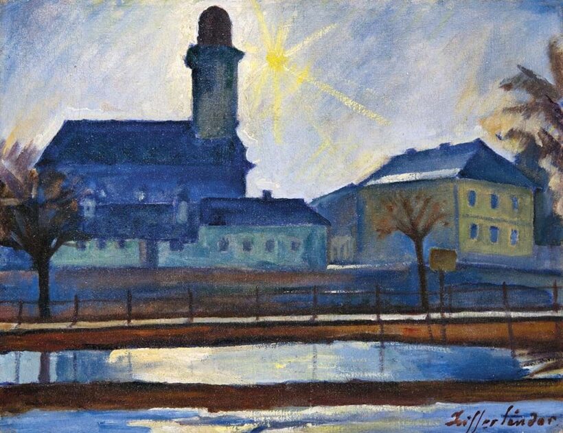 Ziffer Sándor (1880-1962) Téli Nagybánya, Hátoldalon: Nő kalapban