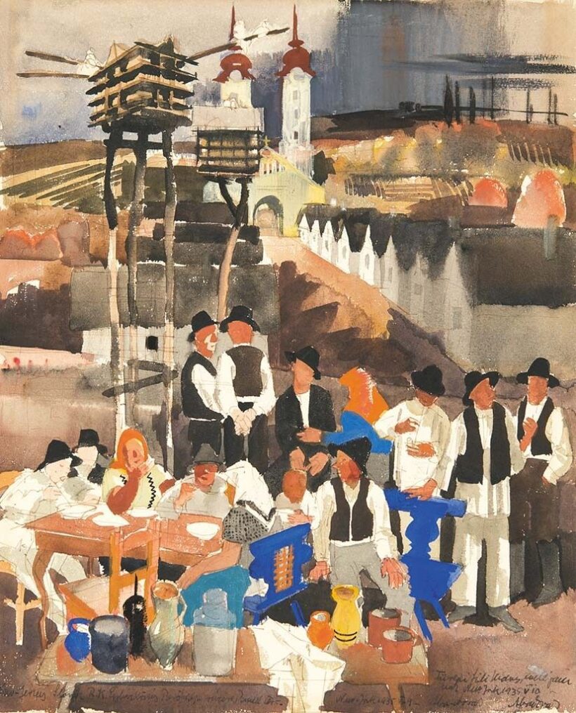 Aba-Novák Vilmos (1894-1941) Falusi jelenet