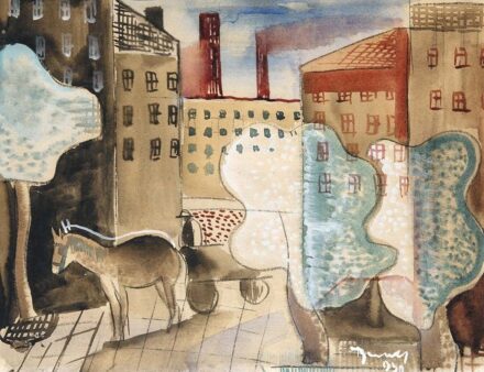 Bene Géza (1900-1960) Reggel a városban, 1930