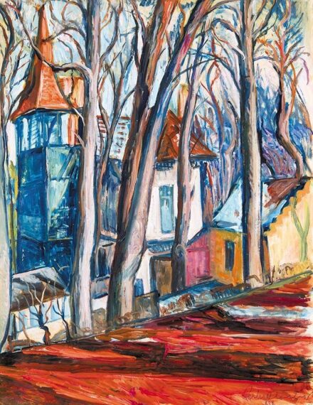 Perlrott Csaba Vilmos (1880-1955) Városrészlet fasorral, 1939