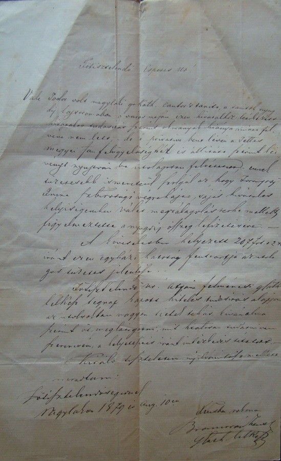 46-705 1879. A nagylaki görög katholikus hívatalnak levél iskola ügyében. Viaszpecséttel