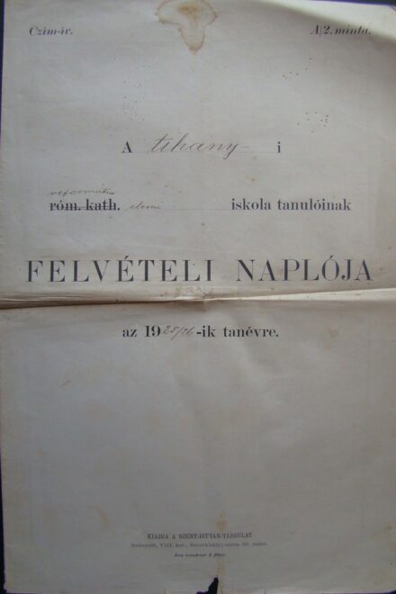 46-1645 Tihanyi református elemi iskola tanulóinak felvételi naplója az 1925/26-ik tanévre