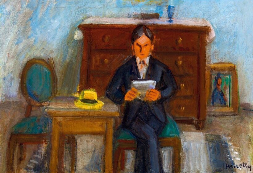 Kmetty János:Műteremben olvasó férfi (Önarckép), 1930-as évek