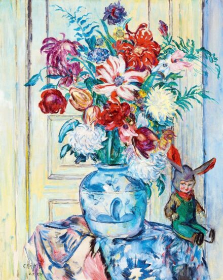 Csók István:Műtermi csendélet krizantémokkal, tulipánokkal, 1939