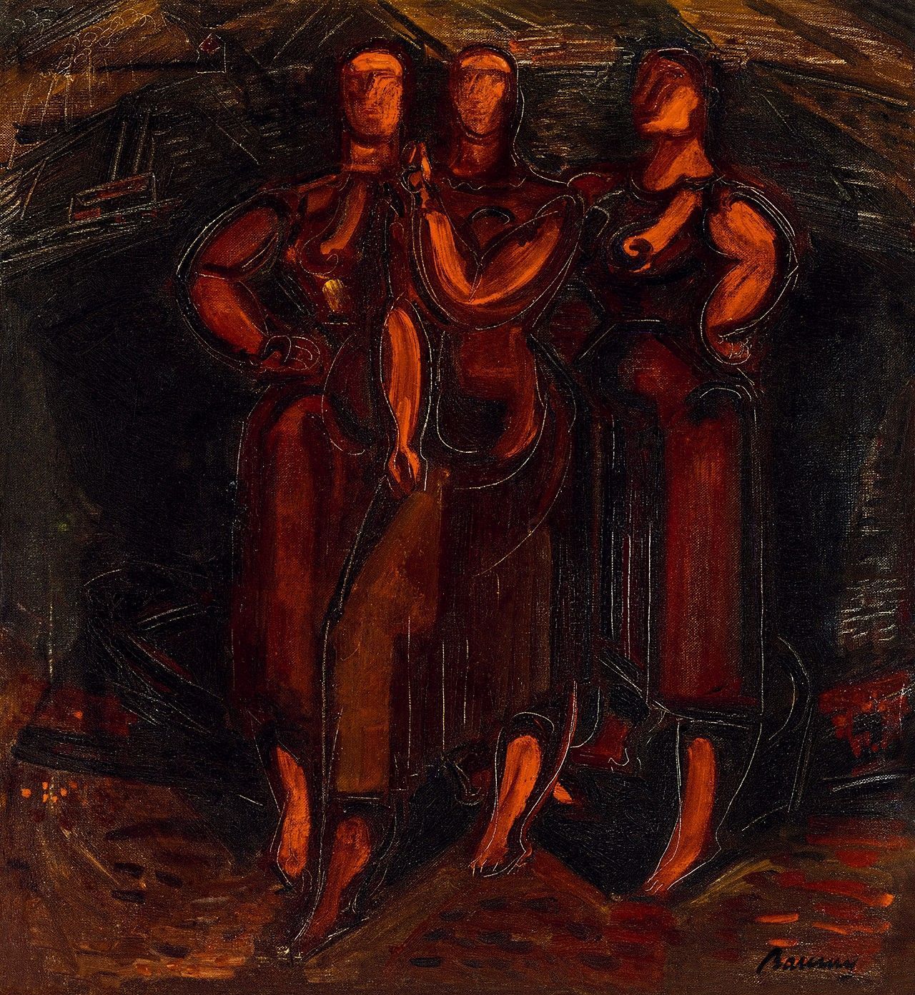 Barcsay Jenő:Szentendrei részlet (hátoldalán: Női alakok), 1935 körül - Image 2