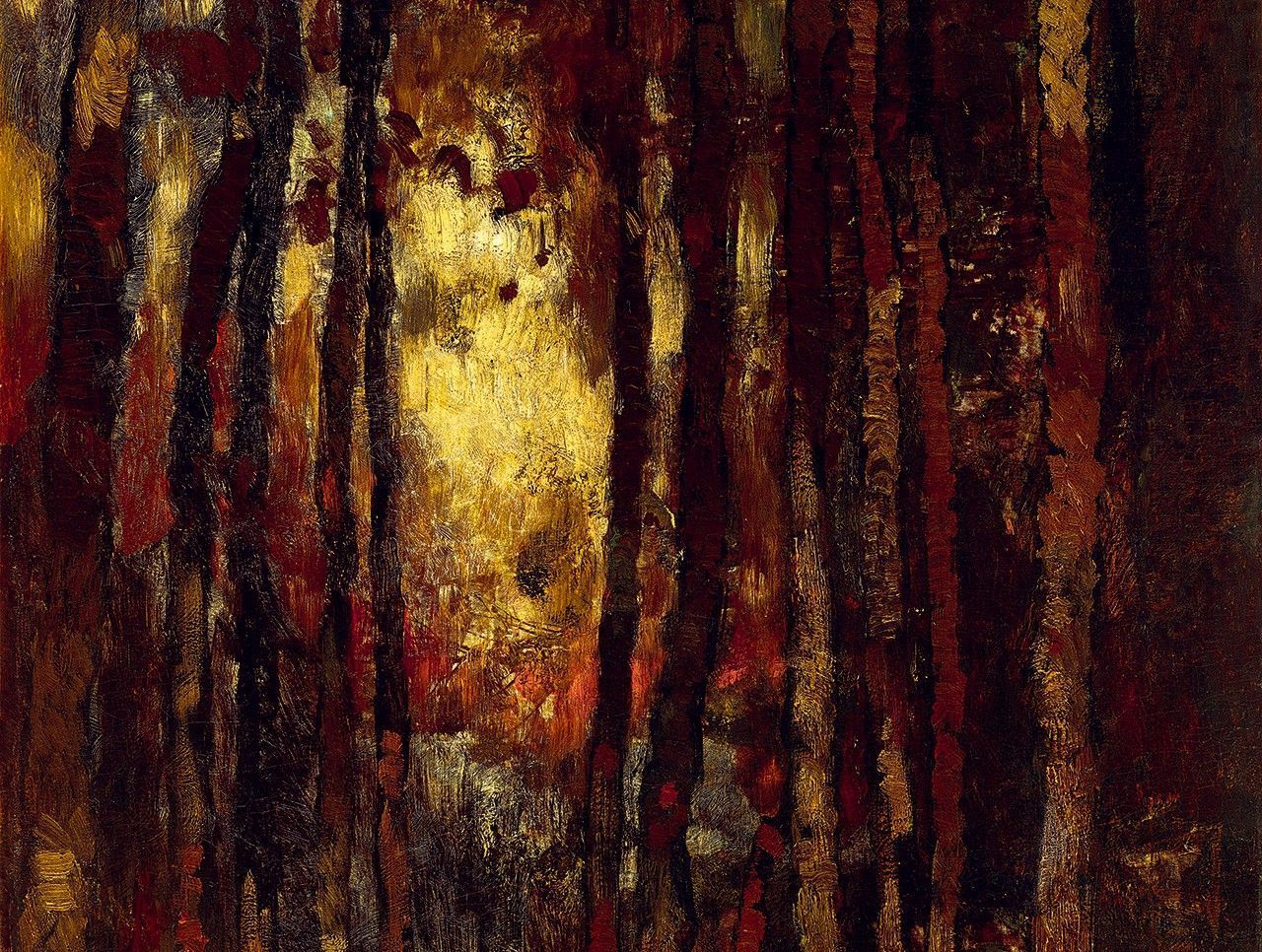 Paál László:Naplemente az erdőben (Tavaszi este Aaperwaldban), 1871