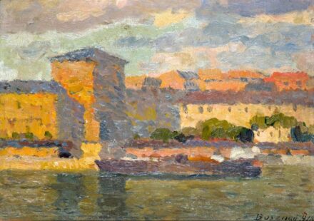 Bosznay István (1868-1944): Vízparti város, 1918