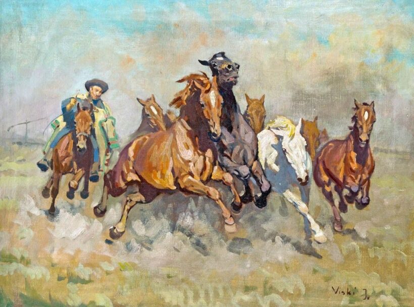 Viski János (1891-1987): Vágtató ménes