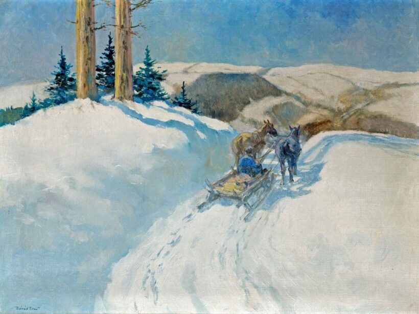 Zórád Ernő (1911-2004): Lovasszán téli napsütésben