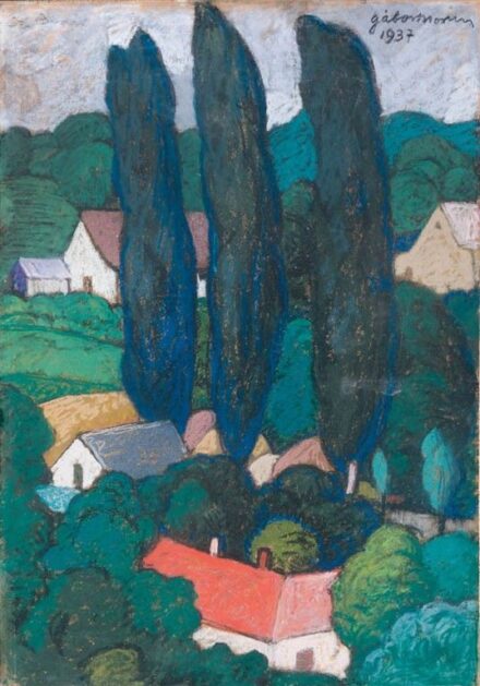 Gábor Móric (1889-1987): Tájkép házakkal, 1937