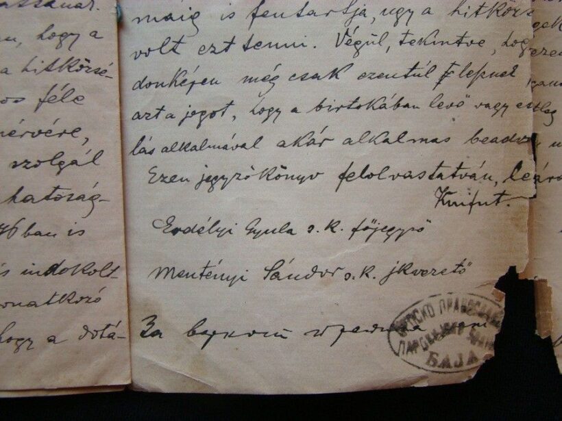 47-1071 1895 Jegyzőkönyv a bajai Görög keleti szerb tanító javadalmazása ügyében. Erdélyi Gyula (1848-1937 ) főjegyző aláírásával - Image 2
